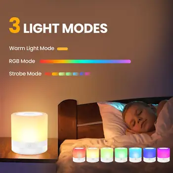 силиконови цветни нощни светлини преносими регулируеми 7 цвят промяна Rgb настолна лампа къмпинг светлини с дръжка