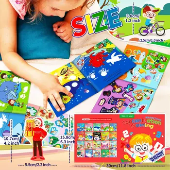 Фокус Култивиране Доста стикер книга Просветление Монтесори Coginitive образователна игра за многократна употреба обучение играчки за деца