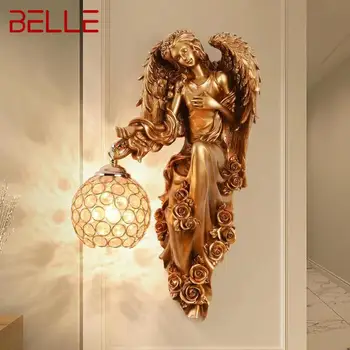 BELLE Модерна вътрешна ангелска стенна светлина LED злато творческа европейска смола лампа за декор Начало Всекидневна Спалня