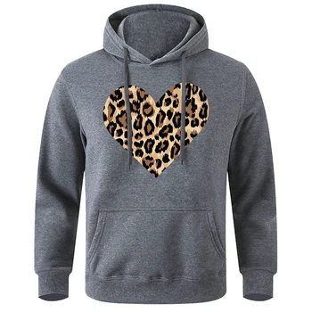 Леопард любов печат човек качулка риза дишаща топла мека качулки основни всички мач суитчър класически оригинален извънгабаритни качулка