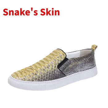 Snake's Skin Мъжки обувки Пролет/Лято Двойка Ежедневни обувки Удобни дишащи естествена кожа Ръчно пришити Дамски обувки за шофиране