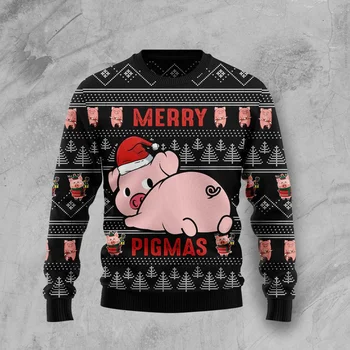 PLstar Cosmos Merry Pigmas Funny Christmas 3D Printed Fashion Men's Ugly Sweater Autumn Unisex Casual Knitwear Sweater ZZM16