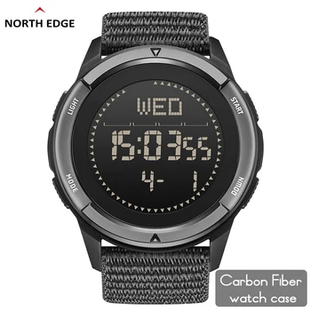 NORTH EDGE APLS Мъжки цифров часовник от въглеродни влакна Shock Militray Sports Super Light Открит компас водоустойчив 50M ръчни часовници