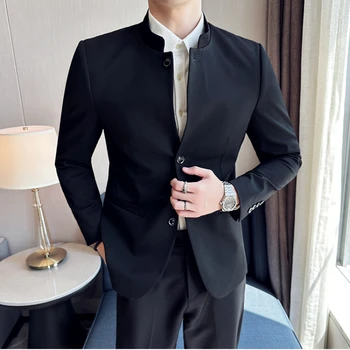 Sinicism Мъжки пролет качество бизнес костюм якета/мъжки тънък годни мода стойка яка смокинг/мъж високо качество ежедневни блейзъри