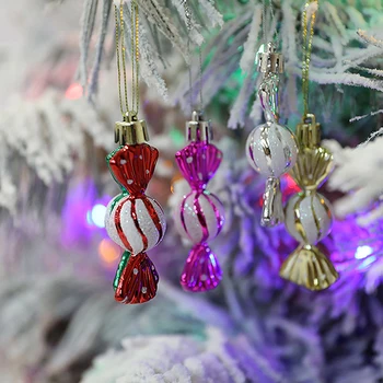 6Pcs / кутия бонбони форма висящи орнаменти коледно дърво DIY орнаменти Нова година коледни подаръци Коледна украса за дома