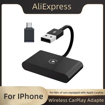 Безжичен CarPlay адаптер за lPhone безжичен адаптер за кола,Apple Wireless Carplay Dongle,Plug Play 5GHz WiFi онлайн актуализация