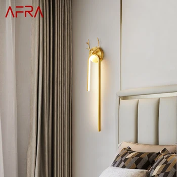 AFRA Модерна златна месингова стенна лампа LED 3 цвята Креативна елегантна светлина за домашна всекидневна стая