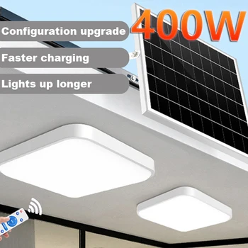 Външна слънчева 2-в-1 400W LED таван прожектор висока мощност водоустойчив ултра ярък дистанционно управление двор прожектор осветление