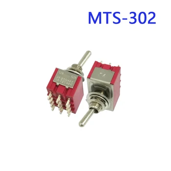  2pcs / lot 6MM превключвател MTS-302 Червеният бутон клати глава и превключва превключвателя 9 фута 2-ра предавка
