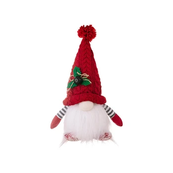 Коледен орнамент плетена шапка осветена кукла Рудолф безличен гном кукла коледна украса доставки трайни за многократна употреба червено