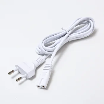 2pcs бял 1.5M 2-Prong Pin AC EU Plug захранващ кабел Висококачествен кабел Lead Wire захранващ кабел за настолен лаптоп / настолна лампа