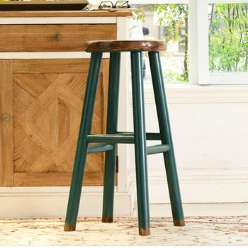 Nordic ретро стил масивна дървесина бар столове за кухня творчески педал дизайн висок стол удобни бар столове многоцветен вариант