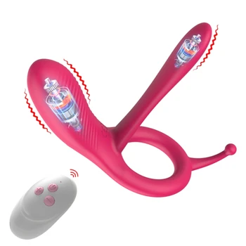 Силиконов петел пенис пръстени G Spot вибратор 10 режима клитор стимулация масаж секс играчки за мъже забавяне еякулация безжичен RC