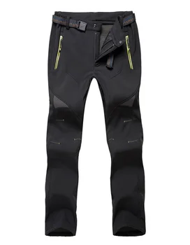 Зимни мъже Туристически панталони Външни меки черупки излет панталони водоустойчив ветроупорен за къмпинг ски катерене Дръжте топло 4XL