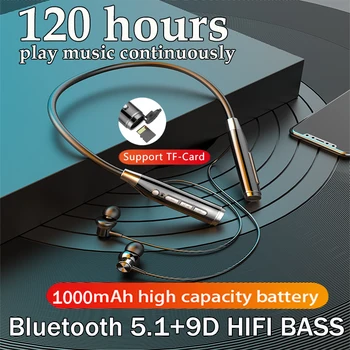 【Високо качество】120 часа музика TF карта спорт Bluetooth слушалка водоустойчиви безжични слушалки Bluetooth слушалки с микрофон