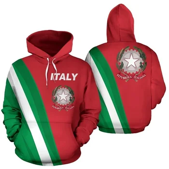 Италия флаг национална емблема 3D печат качулка мъжки дрехи мода спорт ново в качулки италиански спорт фитнес пуловер суитчъри