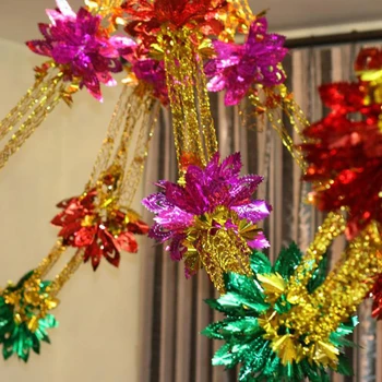2бр Коледно фолио таван венец фестивал многоцветен висящи Коледа сватба стая декорация парти подреждане пайети подпори