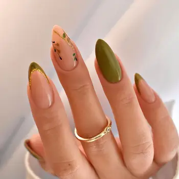 Съвети за нокти DIY маникюр фалшиви нокти френски прости дълги бадеми фалшиви нокти