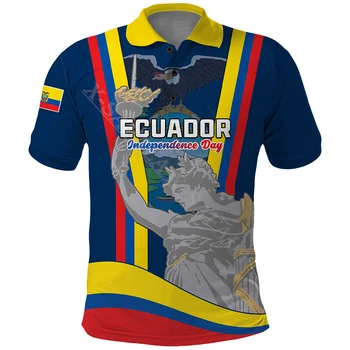 Еквадор Еквадор Ден на независимостта 3D печат поло риза мъжки яка къс ръкав улично облекло случайни Топ нова лятна риза-1