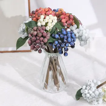 Бери изкуствено растение Bouqute коледна украса фалшиво цвете за домашна стая декор сватбена украса Нова година DIY ваза декор