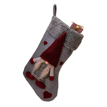 Филцови коледни чорапи филц плат 3D Gnome декоративни чорапи чорапогащник подарък чанта за многократна употреба и миещи се празнични декорации