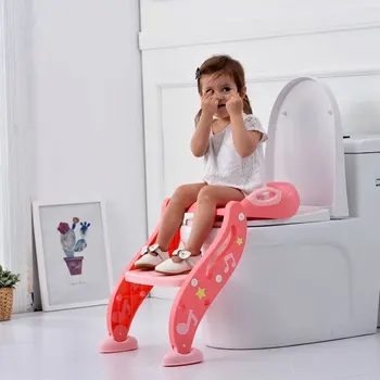 Идея дизайн преносима стълба тоалетна бебе гърне обучение стол пластмасова тоалетна седалка за деца бебе на едро