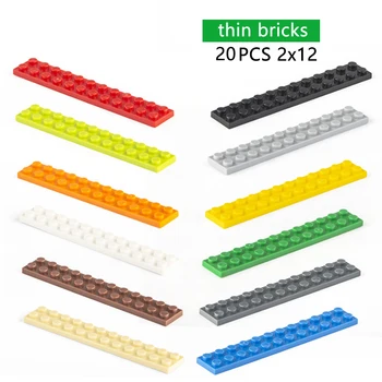 DIY градивни блокове тънки тухли 20pcs 2x12dots образователен творчески размер, съвместим с друга марка Сглобяване на играчки за деца