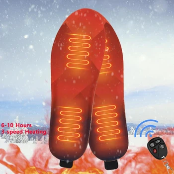USB отопляеми стелки за обувки акумулаторни електрически крака по-топло зима 6-10 часа 3-скоростни отоплителни обувки подложки W / дистанционно управление 3300mAh