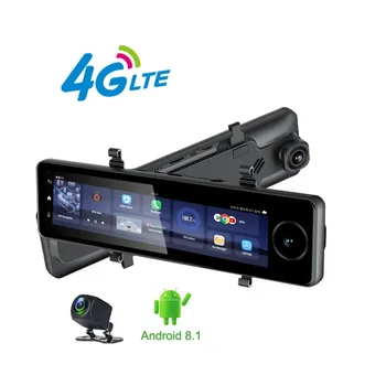 10.99 Огледало за обратно виждане 3 Обектив за кола DVR 4G Android 2GB + 32GB Dash Cam HD 1080P Автоматична камера за нощно виждане GPS WIFI ADAS Registrar