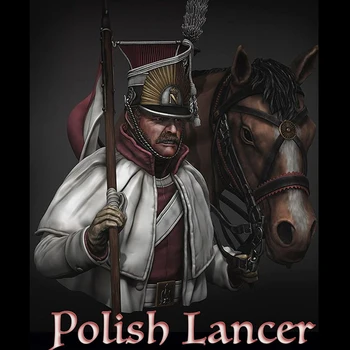1/10 човек древен офицер Полски Lancer бюст Фигура от смола Комплекти модели Миниатюрен войник Несглобен Небоядисан