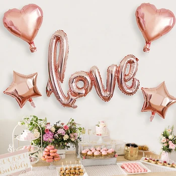 червен любовно писмо фолио балон розов сребърен златен балон годишнина сватба Валентин рожден ден парти декорация снимка подпори