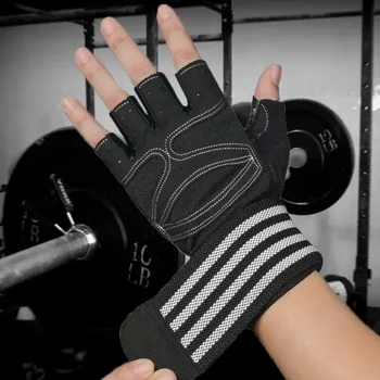 Ръкавици за вдигане на тежести Мъже жени тренировка ръкавица мряна фитнес фитнес ръкавици с китката подкрепа за Cossfit обучение Упражнение защита
