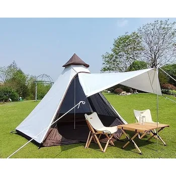 Открит 4 сезона двойни слоеве 12FTx10FTx8FT юрта палатка къмпинг Teepee палатка водоустойчив възрастни Tipi палатки за семейство къмпинг