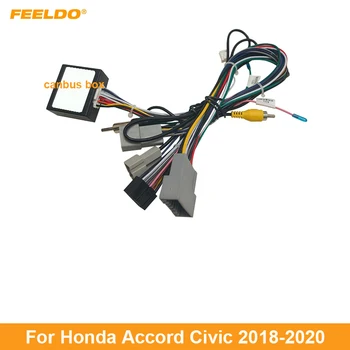FEELDO Автомобилно аудио окабеляване с кутия Canbus за Honda Accord Civic Aftermarket 16pin CD / DVD стерео инсталационен кабелен адаптер