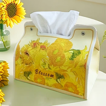 Слънчогледова роза тъкан кутия светлина луксозен стил хол домакинство тъкан кутия кола рисуване хартия кутия