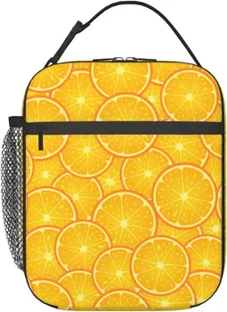 Citrus жълто за многократна употреба обяд кутия изолирани течове доказателство обяд мъкна с преносим голяма пазарска чанта за работа офис пикник къмпинг пътуване