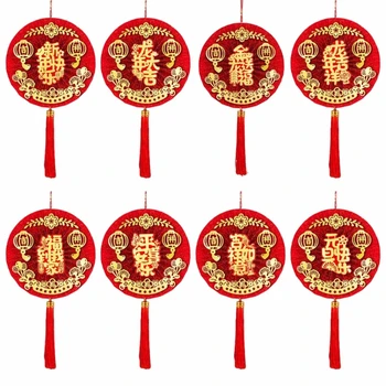 Нова китайска червена хартия фен орнамент декорация кръгла форма традиционна благословия фен