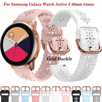Катарама от розово злато 20mm каишка за китка за Samsung Galaxy Watch Active 2 40 44mm Smartwatch Galaxy Watch3 41 42mm гривна маншет