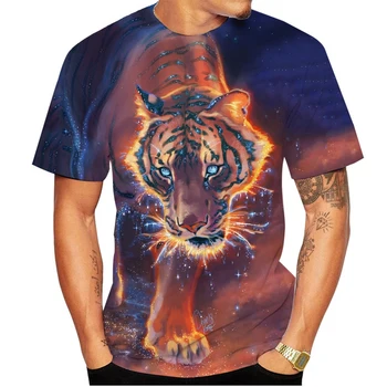 Нова мода мъже/жени тениска 3d животински тигър печатни тениска тигър проектирани лятото T риза животински върхове Tees