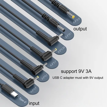 9V USB тип C мъжки до 3.5mm 3.0mm 4.0mm 4.8mm 5.5mm мъжки щепсел конвертор адаптер кабел за зареждане за вентилатор LED светлина 40JB