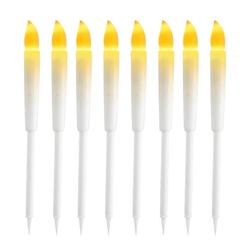 8PCS пластмасови LED свещи светлини с батерия, може да включи електронни полюсни свещи за парти аксесоари, бял