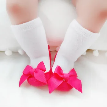 Infant Girl Socks Princess Cotton Socks for Baby Girls Stuff Kids Bow Socks White Pink Cute Newborn Bebe Footwear Short 0-12M