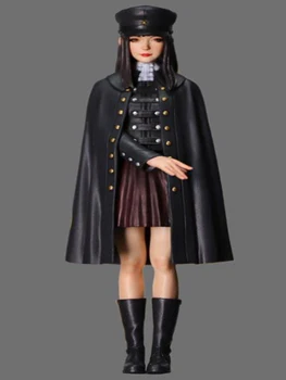 1/22 85 мм черно палто момиче стои зима 85 мм играчка смола модел миниатюрни смола фигура разглобяване небоядисани