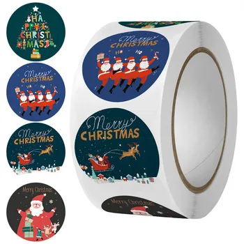 500Pcs Весела Коледа стикери Сладки животни Снежен човек дървета декоративни стикери опаковане подарък кутия етикет Коледа Tags