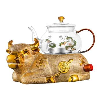 Електрическа печка за чай Релефна електрическа печка Офис Високотемпературна стъклена кана Кухненски съдове за готвене Домашна употреба 800ml Комплект за здравен чай
