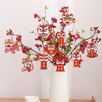 Лек висящ лъвски декор Китайска Нова Година 2024 10 лъвски танца висящи декорации за саксийни растения Годината на драконовата пролет