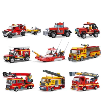 Градско противопожарно оборудване Серия противопожарна стълба Камион за спасяване на камиони Строителни блокове Тухли Играчки Подаръци
