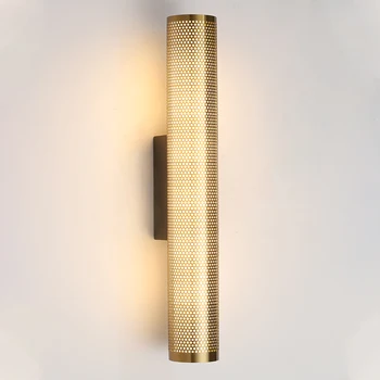 Месингова желязна стенна лампа LED вътрешен декор стена светлина луксозна свещ огледални светлини хол спалня таванско помещение ретро коридор осветление