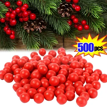 100-500PCS Коледа изкуствени Бери декорация симулация червена топка украшение фалшива пяна плодове за венец DIY декорация на дома