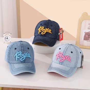 Детски нови бродирани букви бейзболна шапка момчета и момичета персонализирани модни тенденции ретро носталгия измити каубой шапка за слънце